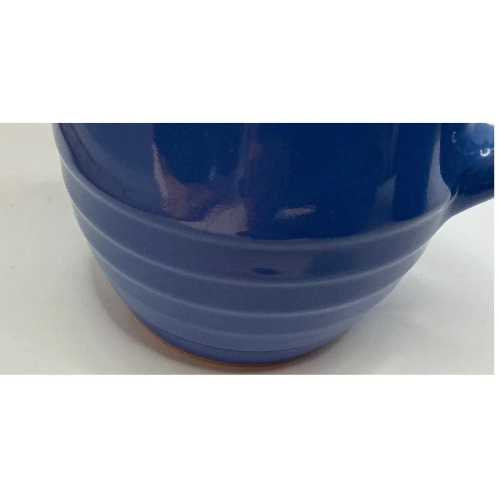 Vintage Blue Ceramic Pitcher and Lidded Bowls Set Kitchenware 3pc